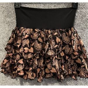 VTG 2000s Y2k Bebe Size Small Floral SILK  Ruffle Layered Mini Skirt S